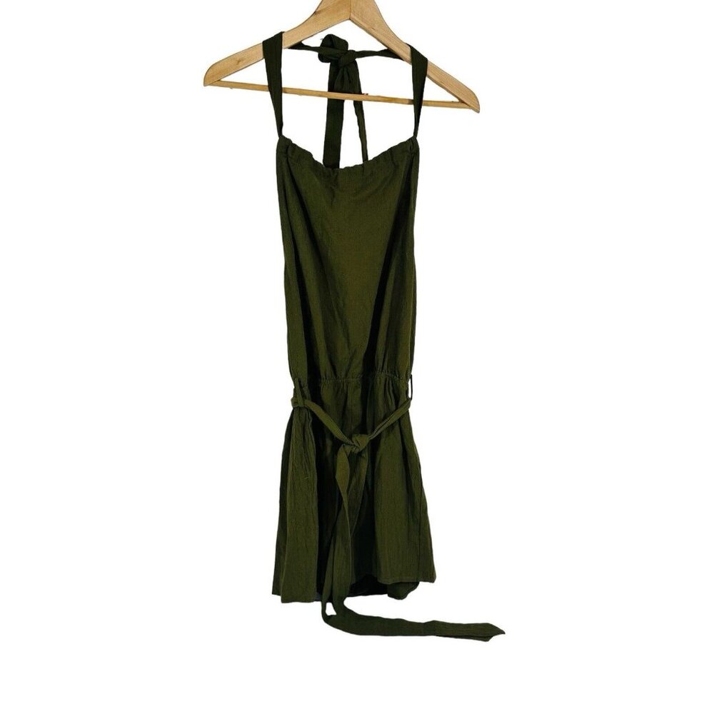 Shein Army Green Romper Open Back Halter Style Tie Waist Teen Sz Large 1 Piece